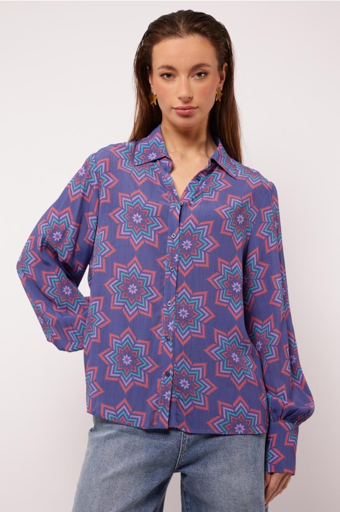 CASSIE BLOUSE 25ZZF02 SKIPPER BLUE/ SUNKISSED CORAL